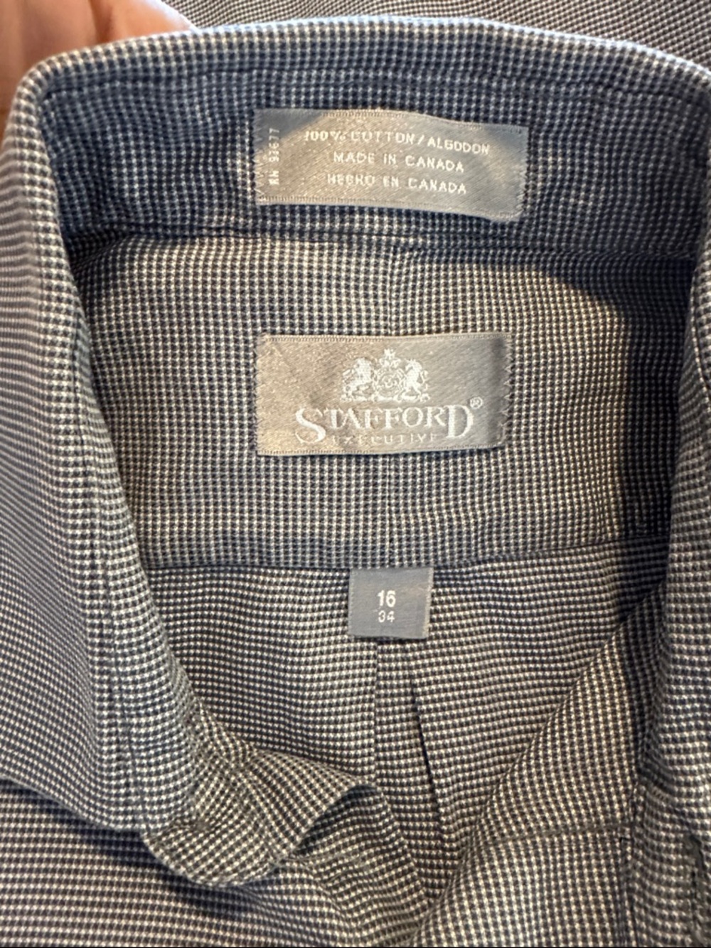 Stafford Men's Long-Sleeve Button-Up Shirt in Steel Gray - Picture 8 of 8